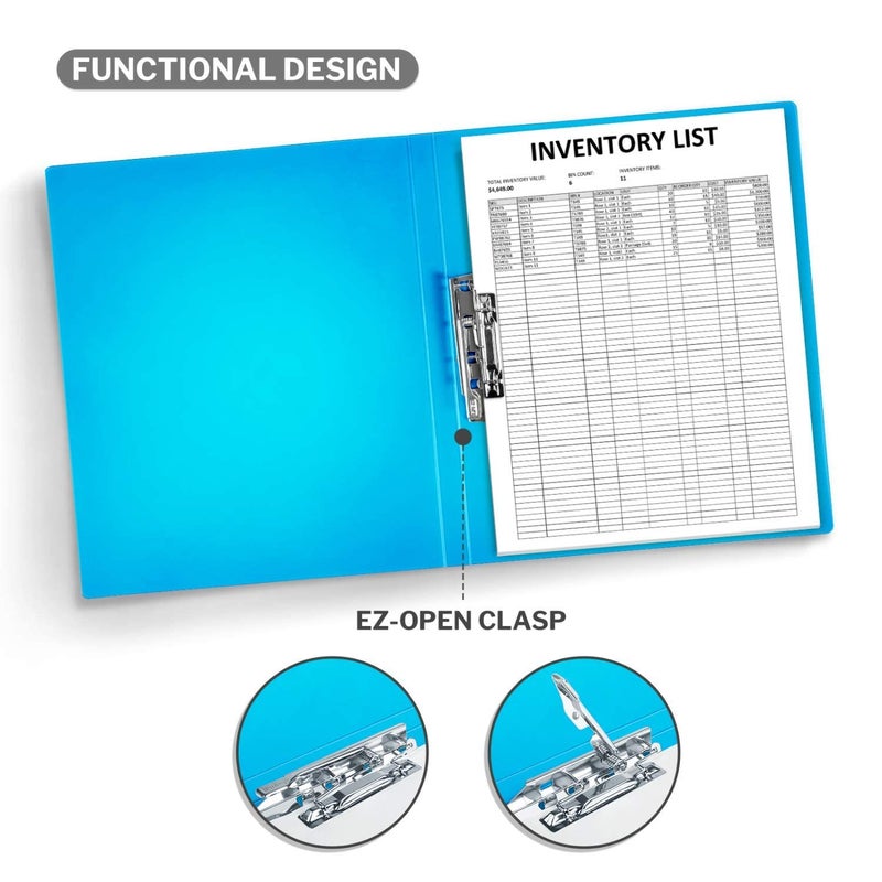 CRANBURY Punchless Clamp Binder (Blue)  8.5x11 Folder with Metal Clip  Ringless Binder Holds 100 Letter Size Pages  Documents  for Home or Office  Transparent Acid-Free Poly - Image 3